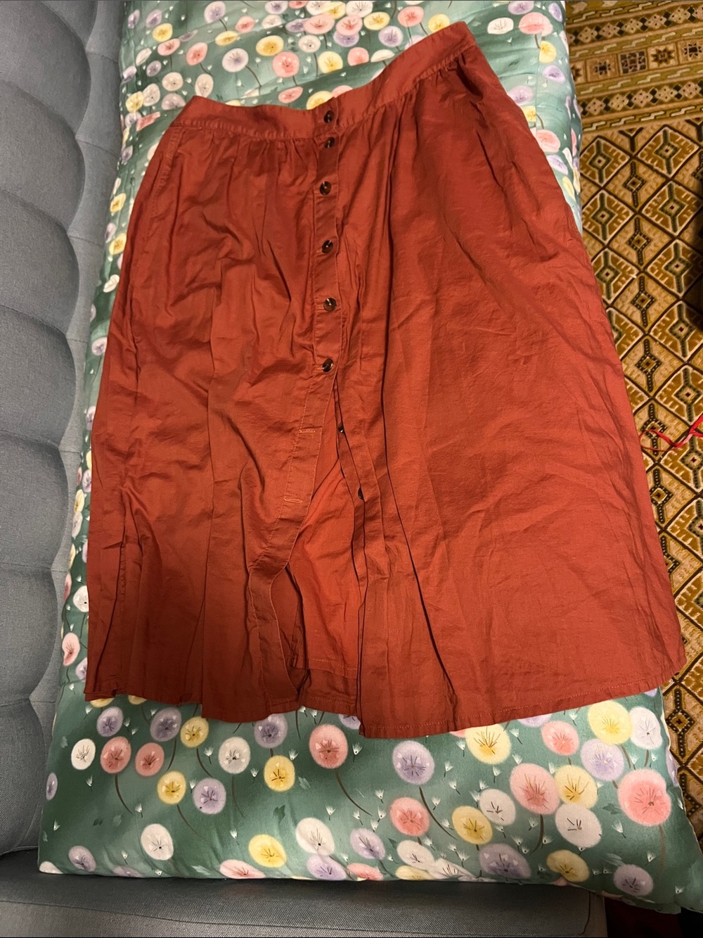 Women’s Rust Button-Front A-Line Skirt